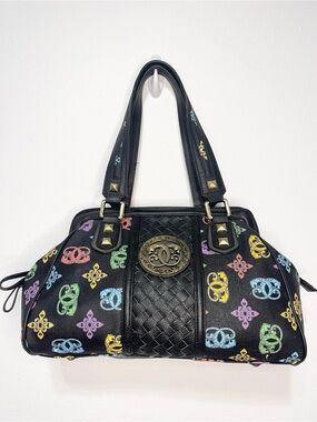 Sharif Vintage Leather Monogram Logo Satchel Handbag